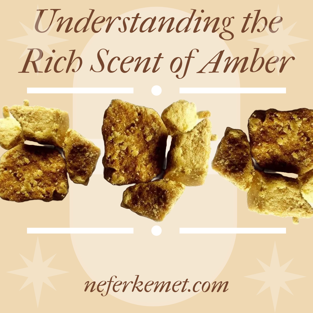 a blog post cover image of pieces of golden amber cubes for perfume making.